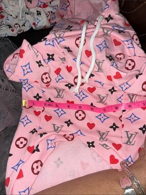 Pink Logo-Pattern Hoodie with Hearts
